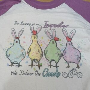 Luckybird Clothing Co Easter Bunny Imposter Chicken Raglan Tee Mauve Cream Large